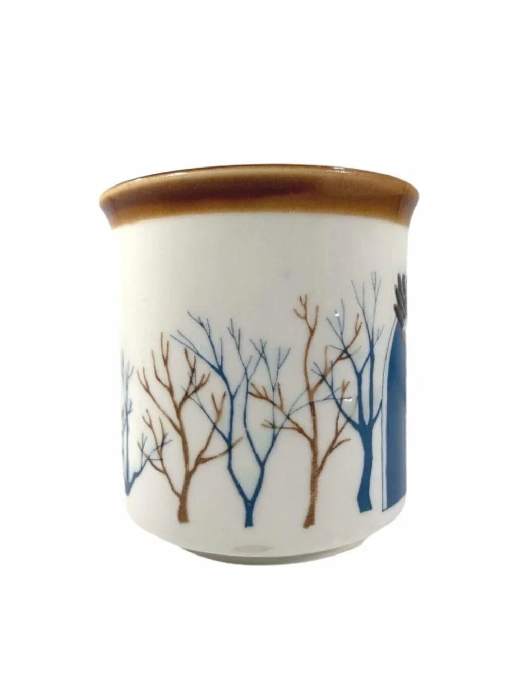 Vtg Bald Eagle in Flight Mug Embossed Mountains Forest Trees Bird Coffee Cup